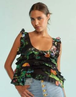 CYNTHIA ROWLEYNola Ruffle Tank Blouse -Cynthia Rowley Shop Cynthia Rowley Nola Ruffle Tank Blouse 20230729225340 1