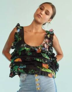 CYNTHIA ROWLEYNola Ruffle Tank Blouse -Cynthia Rowley Shop Cynthia Rowley Nola Ruffle Tank Blouse 20230729225341 1