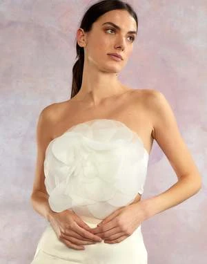 CYNTHIA ROWLEYOrganza Flower Bandeau Top 2 CYNTHIA ROWLEYOrganza Flower Bandeau Top - Image 2