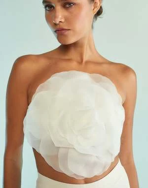 CYNTHIA ROWLEYOrganza Flower Bandeau Top 1 CYNTHIA ROWLEYOrganza Flower Bandeau Top