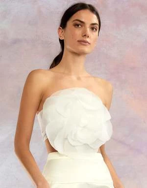 CYNTHIA ROWLEYOrganza Flower Bandeau Top 3 CYNTHIA ROWLEYOrganza Flower Bandeau Top - Image 3