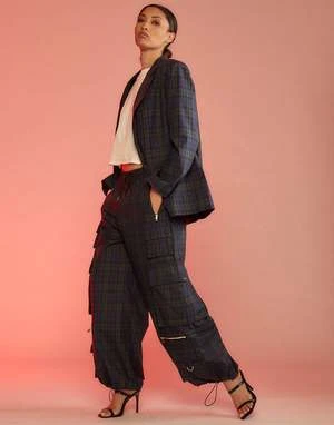 CYNTHIA ROWLEYPlaid Cargo Pants - Black/White 4 CYNTHIA ROWLEYPlaid Cargo Pants - Black/White - Image 4