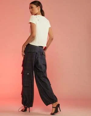 CYNTHIA ROWLEYPlaid Cargo Pants - Black/White 3 CYNTHIA ROWLEYPlaid Cargo Pants - Black/White - Image 3