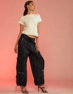 CYNTHIA ROWLEYPlaid Cargo Pants - Black/White 14 CYNTHIA ROWLEYPlaid Cargo Pants - Black/White -Cynthia Rowley Shop Cynthia Rowley Plaid Cargo Pants Black White 20231017233713 1