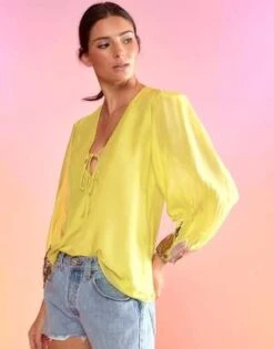 CYNTHIA ROWLEYSelene Sequin Blouse -Yellow -Cynthia Rowley Shop Cynthia Rowley Selene Sequin Blouse Yellow 20230307222038