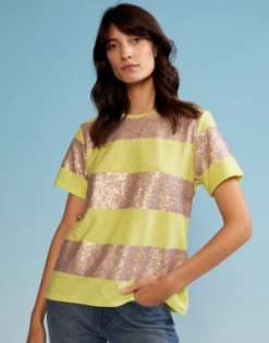 CYNTHIA ROWLEYSequin Tee - Champagne/Yellow -Cynthia Rowley Shop Cynthia Rowley Sequin Tee Champagne Yellow 20220902030817 1