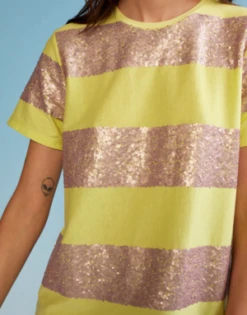 CYNTHIA ROWLEYSequin Tee - Champagne/Yellow -Cynthia Rowley Shop Cynthia Rowley Sequin Tee Champagne Yellow 20220902030818