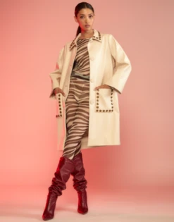 CYNTHIA ROWLEYStudded Vegan Leather Coat -Cynthia Rowley Shop Cynthia Rowley Studded Vegan Leather Coat 20231013183403