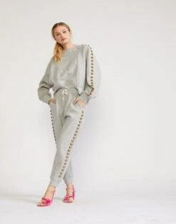 CYNTHIA ROWLEYStudded Sweatpants - Heather Grey