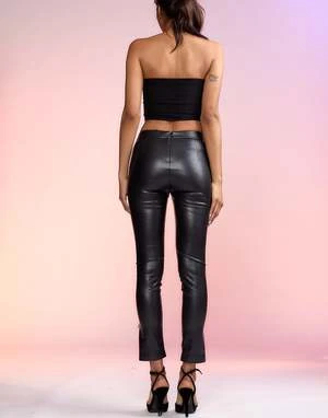 CYNTHIA ROWLEYVegan Leather Pants - Black 4 CYNTHIA ROWLEYVegan Leather Pants - Black - Image 4