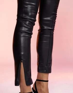 CYNTHIA ROWLEYVegan Leather Pants - Black 5 CYNTHIA ROWLEYVegan Leather Pants - Black - Image 5