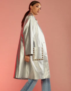 CYNTHIA ROWLEYVegan Studded Leather Coat