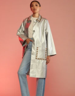 CYNTHIA ROWLEYVegan Studded Leather Coat -Cynthia Rowley Shop Cynthia Rowley Vegan Studded Leather Coat 20231013044947