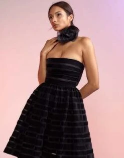 CYNTHIA ROWLEYVelvet Ribbon Mini Dress - Black -Cynthia Rowley Shop Cynthia Rowley Velvet Ribbon Mini Dress Black 20230106230641 1