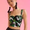 CYNTHIA ROWLEYDevi Bonded Tank - Green/White Floral