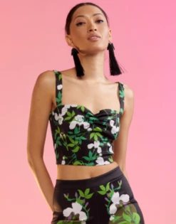 CYNTHIA ROWLEYDevi Bonded Tank - Green/White Floral -Cynthia Rowley Shop Devi Bonded Tank 20220817184430 2