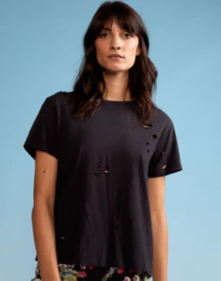 CYNTHIA ROWLEYDistressed Tee - Black -Cynthia Rowley Shop Distressed Tee 20220926190531 1