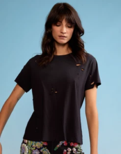 CYNTHIA ROWLEYDistressed Tee - Black -Cynthia Rowley Shop Distressed Tee 20220926190531