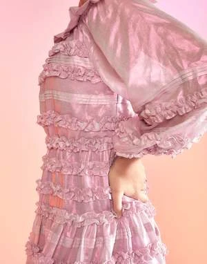 CYNTHIA ROWLEYElla Foil Metallic Dress - Metallic Blush 7 CYNTHIA ROWLEYElla Foil Metallic Dress - Metallic Blush - Image 7