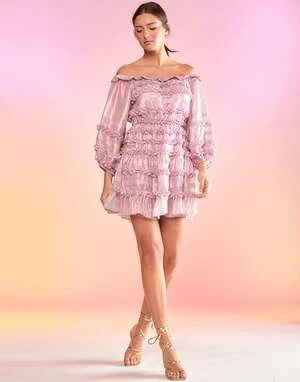 CYNTHIA ROWLEYElla Foil Metallic Dress - Metallic Blush 4 CYNTHIA ROWLEYElla Foil Metallic Dress - Metallic Blush - Image 4
