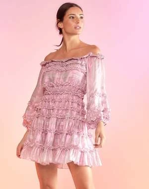CYNTHIA ROWLEYElla Foil Metallic Dress - Metallic Blush 9 CYNTHIA ROWLEYElla Foil Metallic Dress - Metallic Blush - Image 9