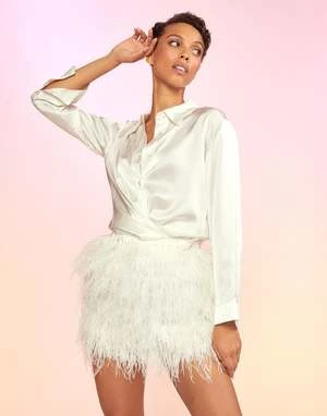 CYNTHIA ROWLEYFeather Skirt - White 4 CYNTHIA ROWLEYFeather Skirt - White - Image 4