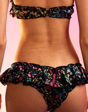 CYNTHIA ROWLEYFlirt Cotton Bikini Bottom - Black Floral 3 CYNTHIA ROWLEYFlirt Cotton Bikini Bottom - Black Floral - Image 3