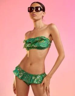 CYNTHIA ROWLEYFlirt Cotton Bikini Bottom - Green Floral