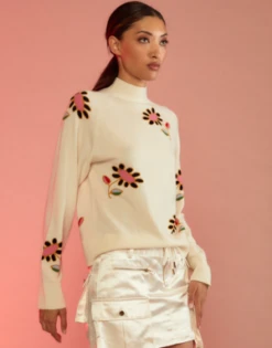 CYNTHIA ROWLEYFlor Cashmere Sweater - White Multi -Cynthia Rowley Shop Flor Cashmere Sweater 20231101164256 1