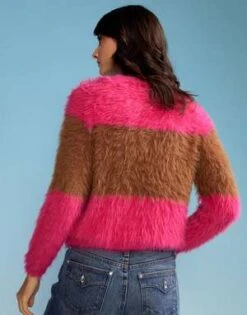 CYNTHIA ROWLEYFuzzy Stripe Sequin Sweater - Camel/Pink -Cynthia Rowley Shop Fuzzy Stripe Sequin Sweater 20220929230328 3