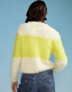 CYNTHIA ROWLEYFuzzy Stripe Sequin Sweater - White/Yellow -Cynthia Rowley Shop Fuzzy Stripe Sequin Sweater 20220929230341 3