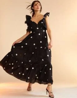 CYNTHIA ROWLEYGabriella Ruffle Dress - Black/White -Cynthia Rowley Shop Gabriella Ruffle Dress 20230803173729 1