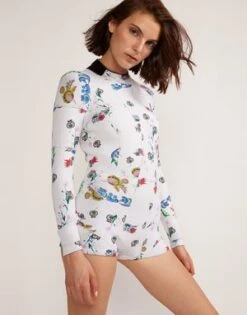 CYNTHIA ROWLEYGarden Floral High Tide Wetsuit - White Bouquet