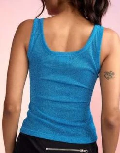 CYNTHIA ROWLEYGlitter Tank - Mettalic Blue -Cynthia Rowley Shop Glitter Tank 20230124225917 1