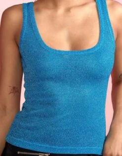 CYNTHIA ROWLEYGlitter Tank - Mettalic Blue -Cynthia Rowley Shop Glitter Tank 20230124225917 2