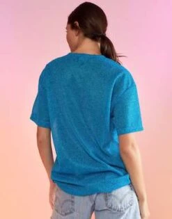 CYNTHIA ROWLEYGlitter Tee - Mettalic Blue -Cynthia Rowley Shop Glitter Tee 20230124225923 2