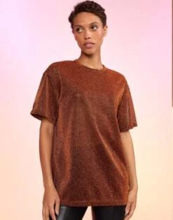 CYNTHIA ROWLEYGlitter Tee - Bronze