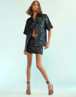 CYNTHIA ROWLEYHarper Jacquard Skirt - Black Multi