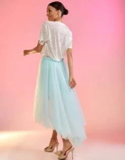 CYNTHIA ROWLEYHigh Low Tulle Skirt - Aqua -Cynthia Rowley Shop High Low Tulle Skirt 20220624225140 2