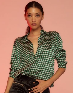 CYNTHIA ROWLEYIllusion Geometric Silk Shirt