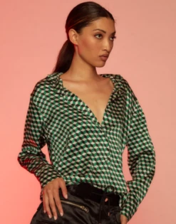 CYNTHIA ROWLEYIllusion Geometric Silk Shirt -Cynthia Rowley Shop Illusion Geometric Silk Shirt 20231030231308