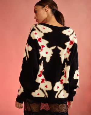 CYNTHIA ROWLEYIntarsia Cardigan - Black Multi 5 CYNTHIA ROWLEYIntarsia Cardigan - Black Multi - Image 5