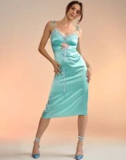 CYNTHIA ROWLEYIris Silk Slip Dress - Mint Green