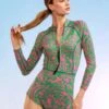 CYNTHIA ROWLEYKauai Wetsuit - Animal Green/Pink