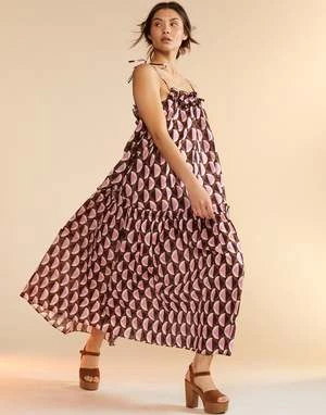 CYNTHIA ROWLEYLisbet Tie Dress - Geo Black/Pink 3 CYNTHIA ROWLEYLisbet Tie Dress - Geo Black/Pink - Image 3