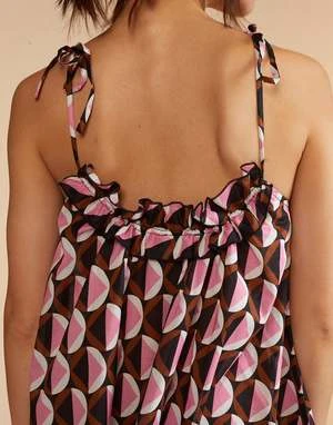 CYNTHIA ROWLEYLisbet Tie Dress - Geo Black/Pink 6 CYNTHIA ROWLEYLisbet Tie Dress - Geo Black/Pink - Image 6