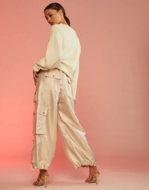 CYNTHIA ROWLEYMetallic Cargo Pants - Gold 3 CYNTHIA ROWLEYMetallic Cargo Pants - Gold - Image 3