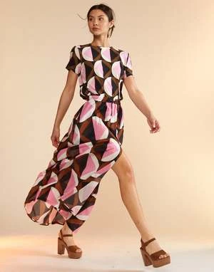 CYNTHIA ROWLEYMosaic Skirt - Geo Black/Pink 1 CYNTHIA ROWLEYMosaic Skirt - Geo Black/Pink