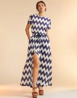 CYNTHIA ROWLEYMosaic Skirt - Navy/White