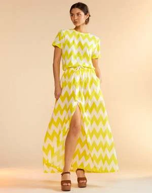CYNTHIA ROWLEYMosaic Skirt - Yellow/White 2 CYNTHIA ROWLEYMosaic Skirt - Yellow/White - Image 2